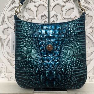 Brahmin Leia Crossbody Bag Blue Patina Melbourne Leather